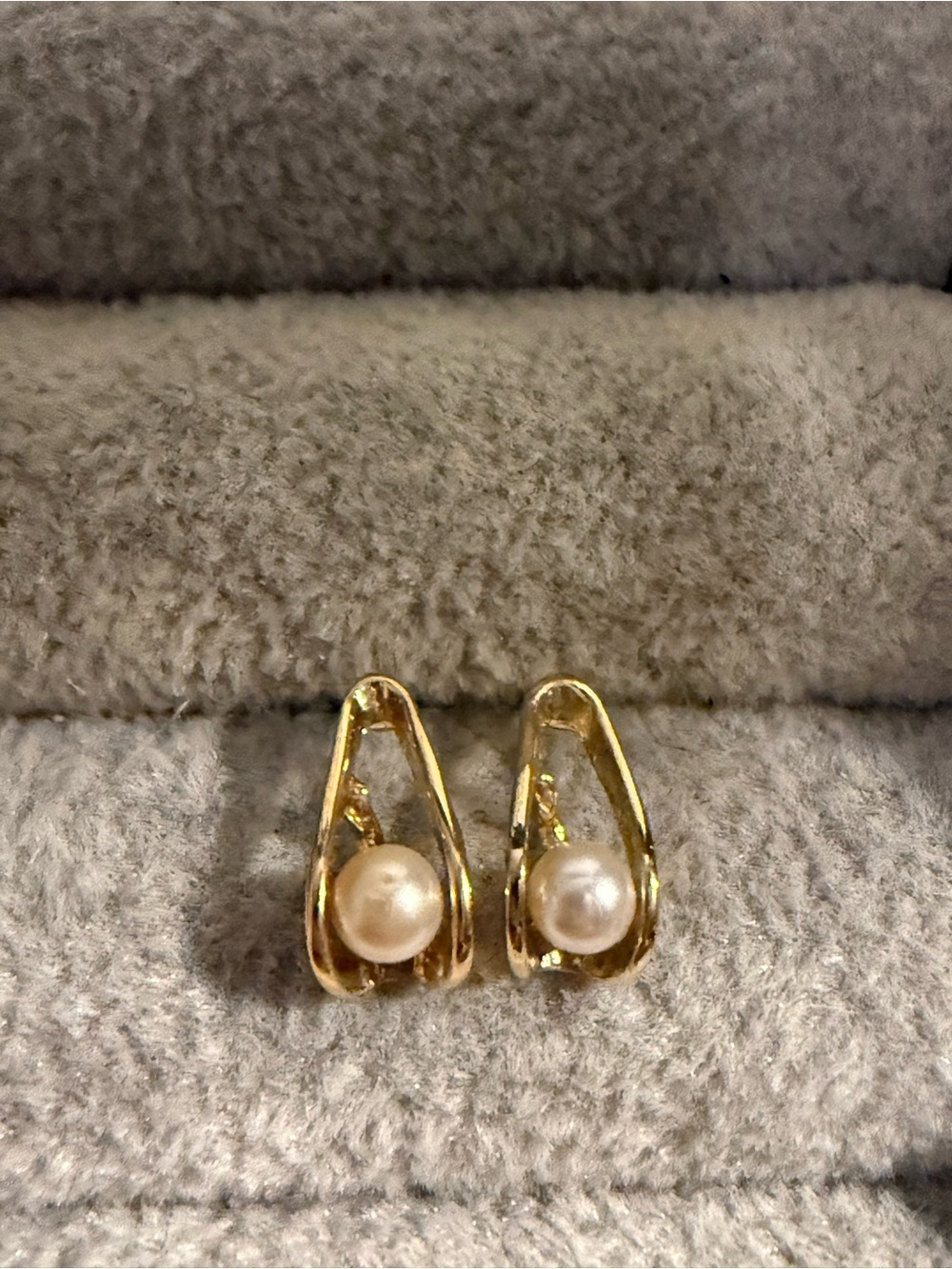 Vintage Gold Pearl Mini Stud Earrings